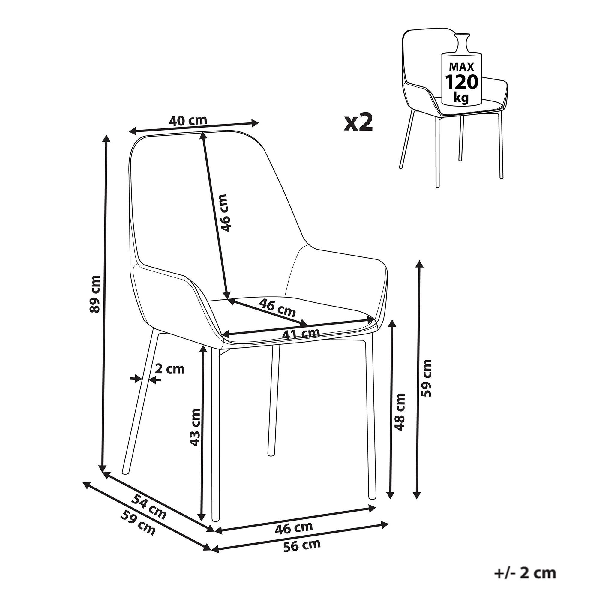 Set di 2 sedie da pranzo LOVERNA Velluto Grigio - 3