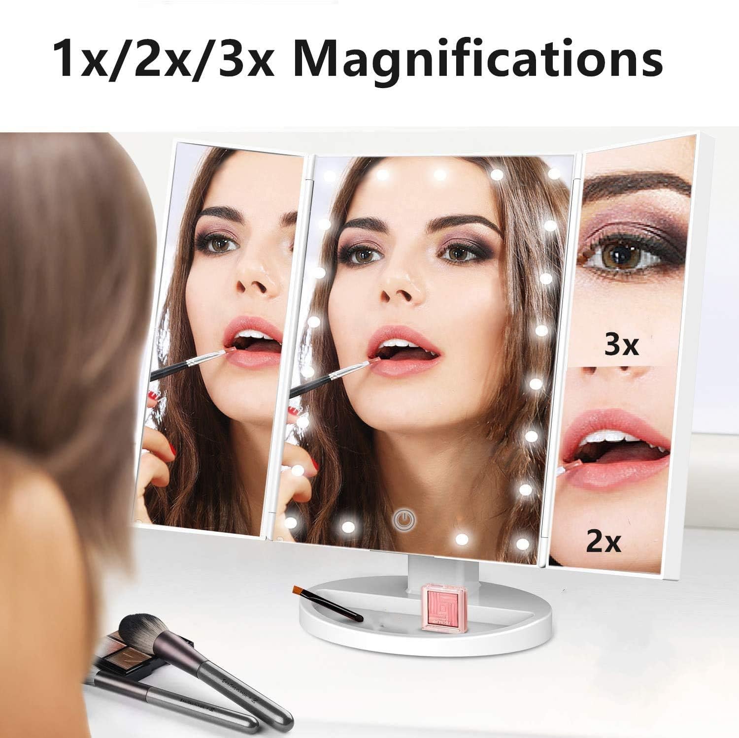 Miroir De Maquillage Éclairé - Avec Grossissement 10X 3X 2X, Miroir À
