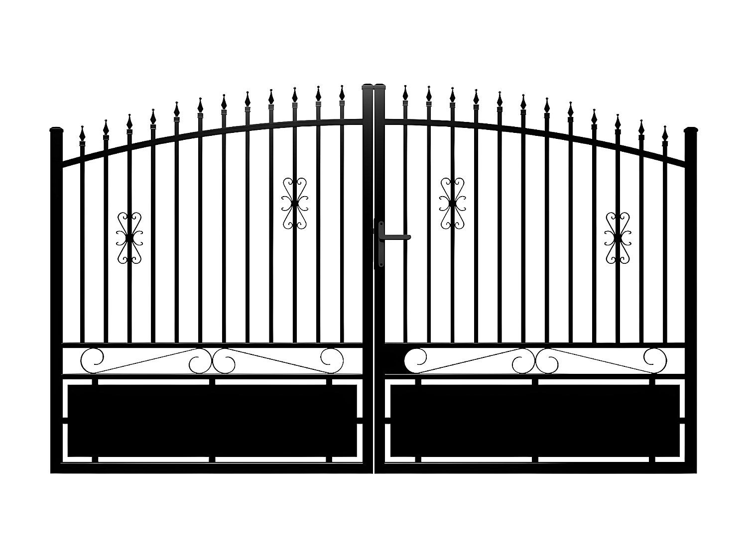 Brama wjazdowa rozwierna NERBIS z aluminium w kolorze czarnym – 300 ×&amp;nbsp;160/180 cm (szer. × wys.)
