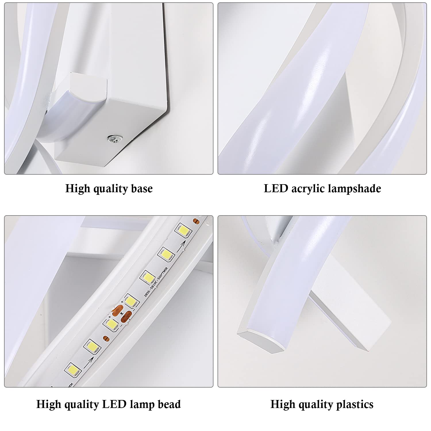 Apliques de pared, Lámpara de pared LED moderna en espiral, Luz de pared LED de aluminio, Luz decorativa interior, 3 temperaturas de color - 7