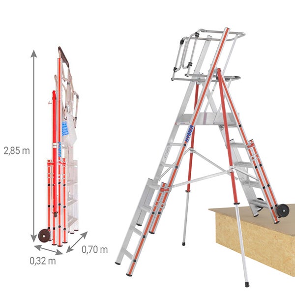 PIRL 6 marches + Kit 4 marches - Hauteur de travail max. 4.02m - 848306/04 - 3