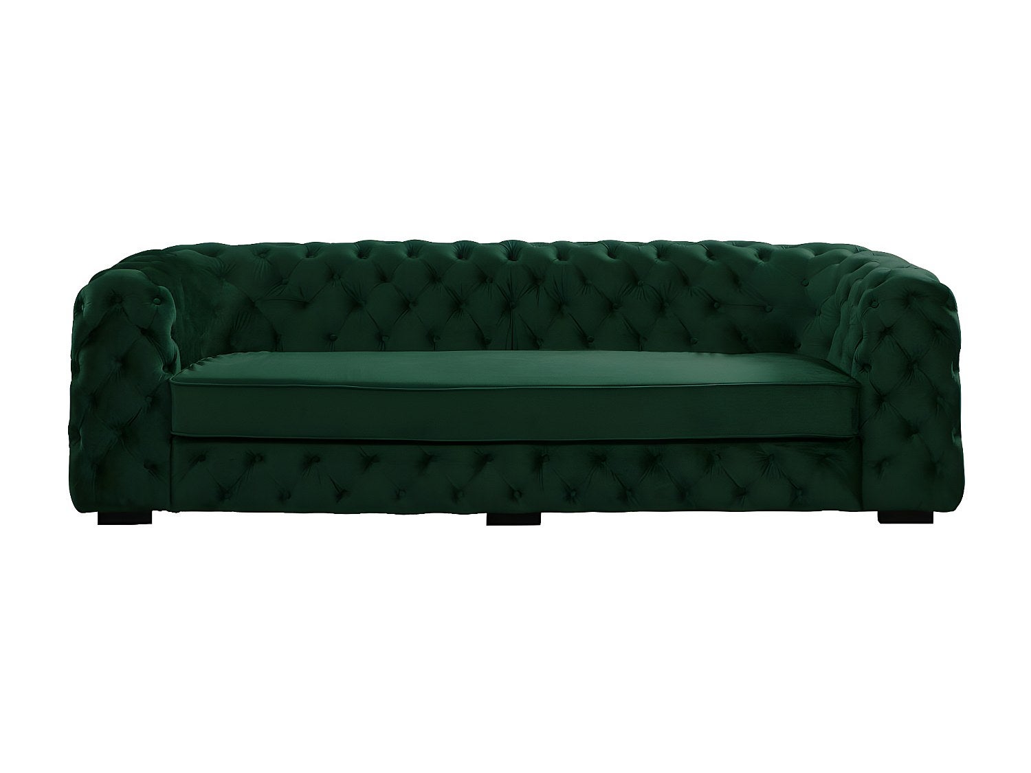 Kanapa 3-osobowa STANLEY w stylu Chesterfield – welur w kolorze świerkowej zieleni