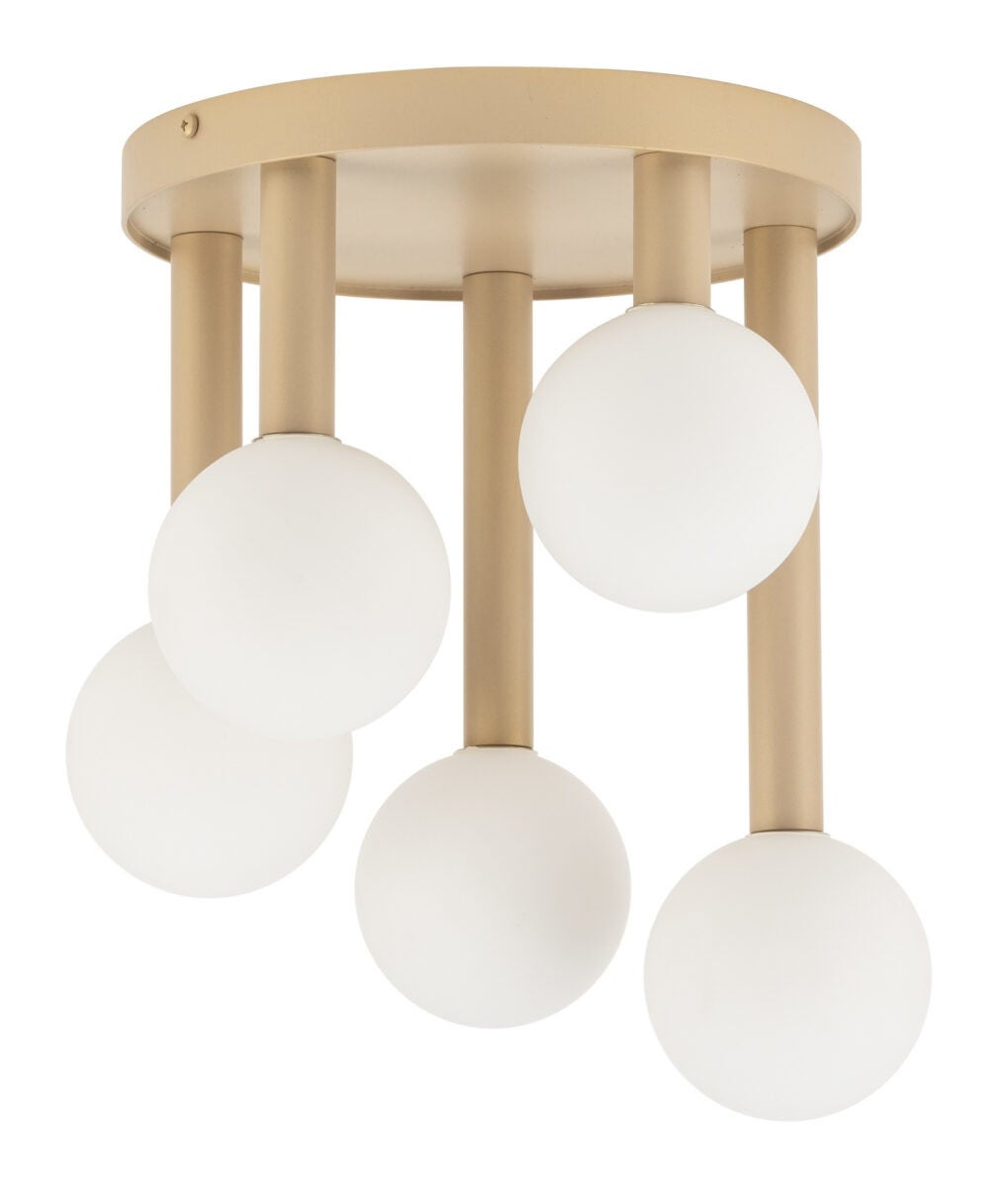 Lampa sufitowa wisząca Perla złoto-biała 5xG9x12W dekoracyjna wym: 34 x 25 x 31 cm szkło SIGMA