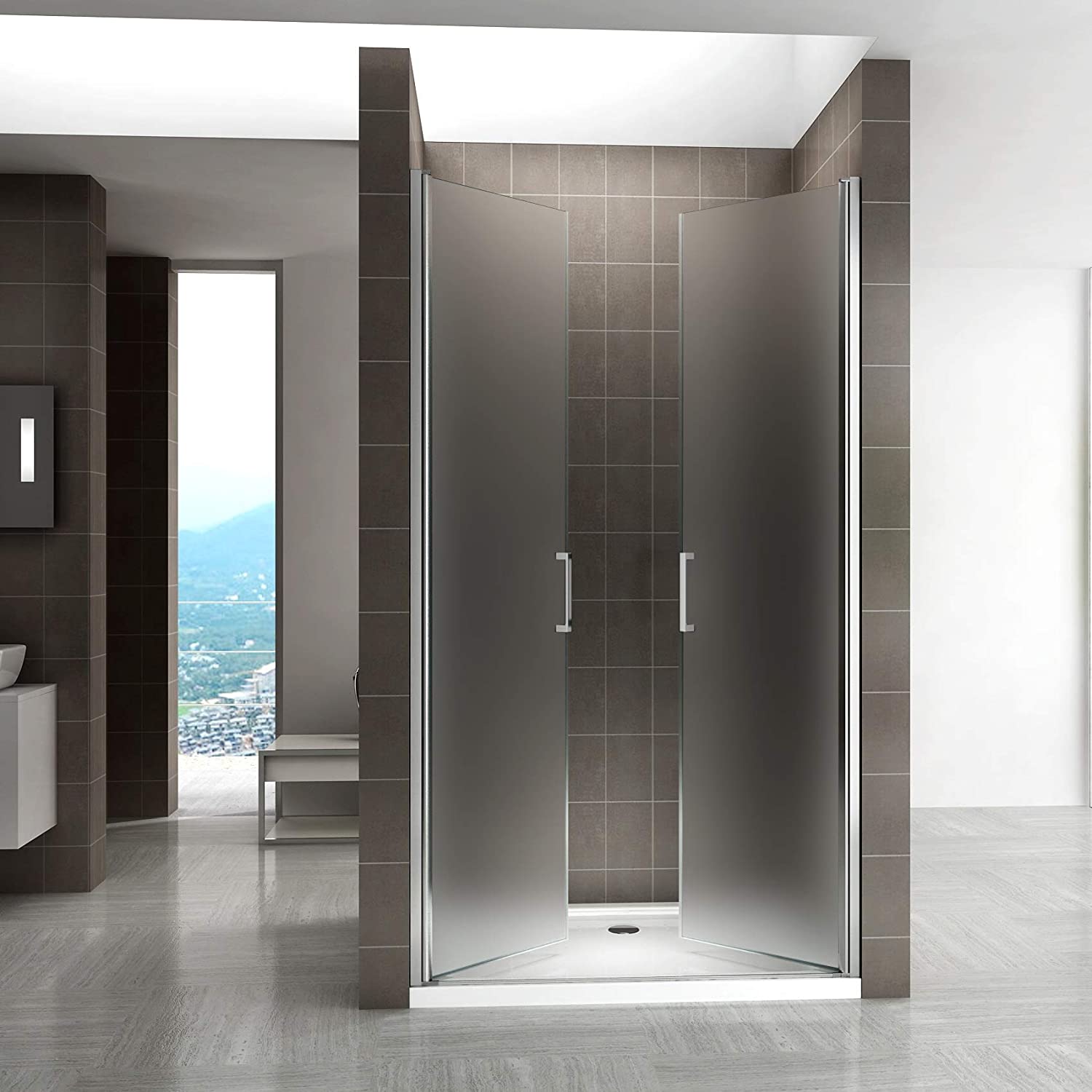 Porte de douche 77x195 cm verre opaque/dépoli - ajustable de 77 à 80 cm - 7