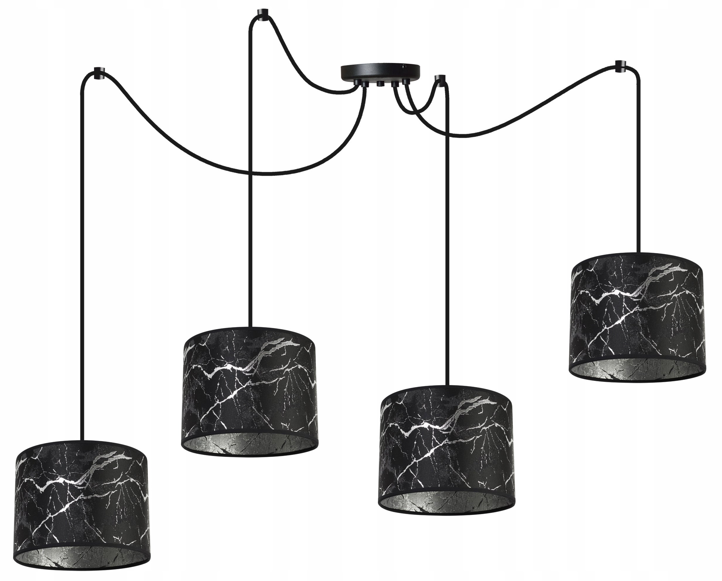 Lampa sufitowa wisząca modern Werona 4xE27 klosz owalny wzorzysty srebrny/czarny Light Home LH