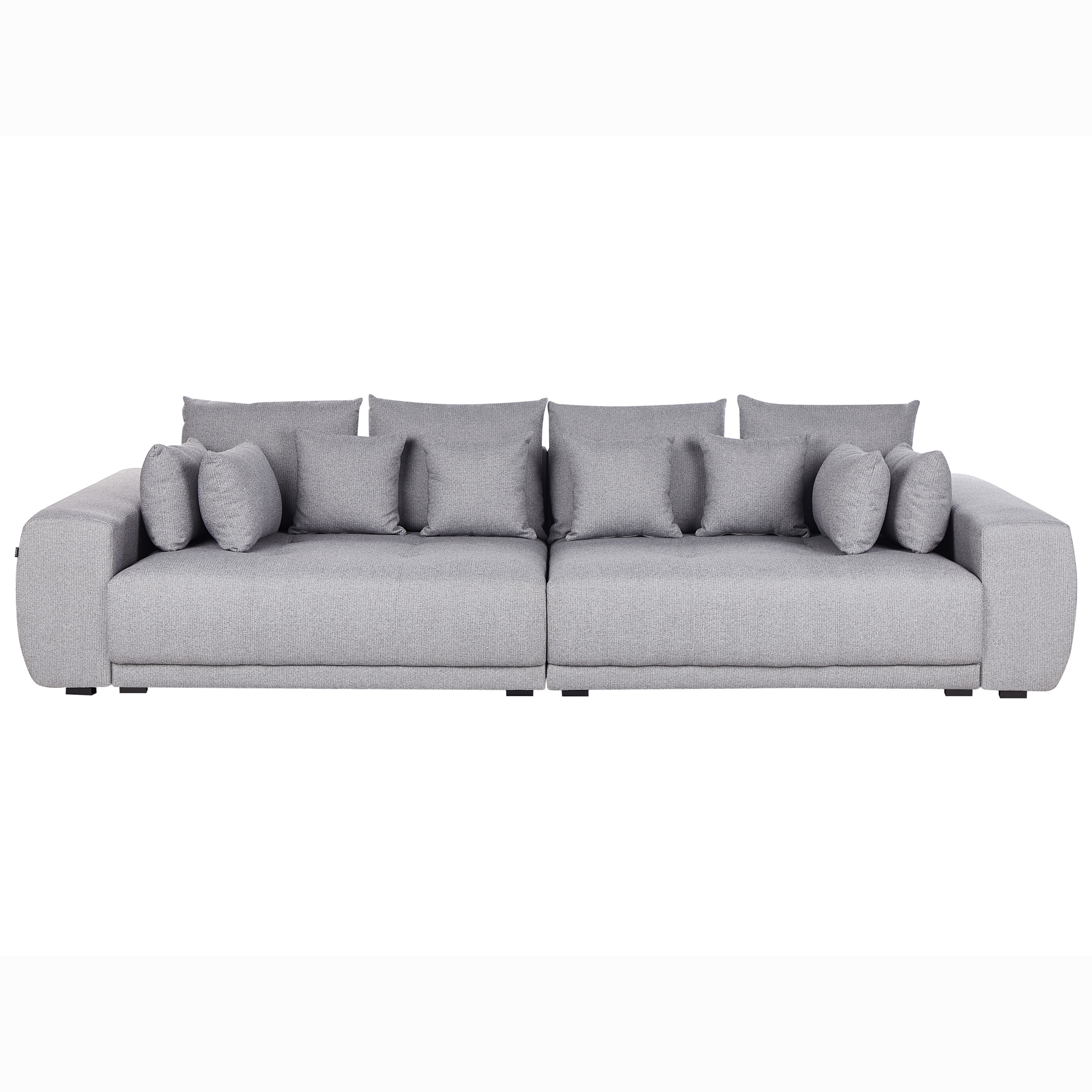 Canapé Fixe 3 Places En Tissu Gris Foncé Avec Pouf Ottoman Confortable Pour Salon Au Design Moderne 98691866