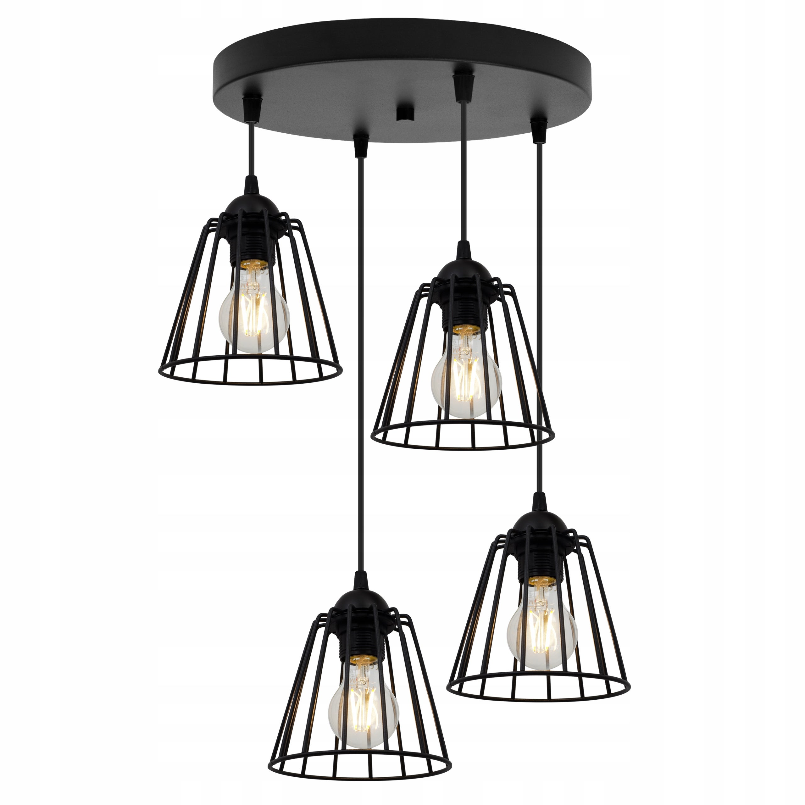 Lampa sufitowa wisząca modern Edison 4xE27 klosz druciak trapez czarny Light Home LH