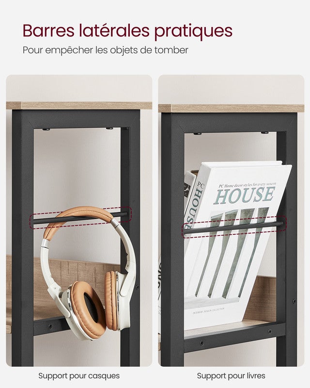 Meuble de Rangement 2 Niveaux, Étagère Rangement, Bibliothèque Style Industriel, 6 Cubes, 33 x 120 x 80 cm, Marron Camel et Noir d'Encre - 4