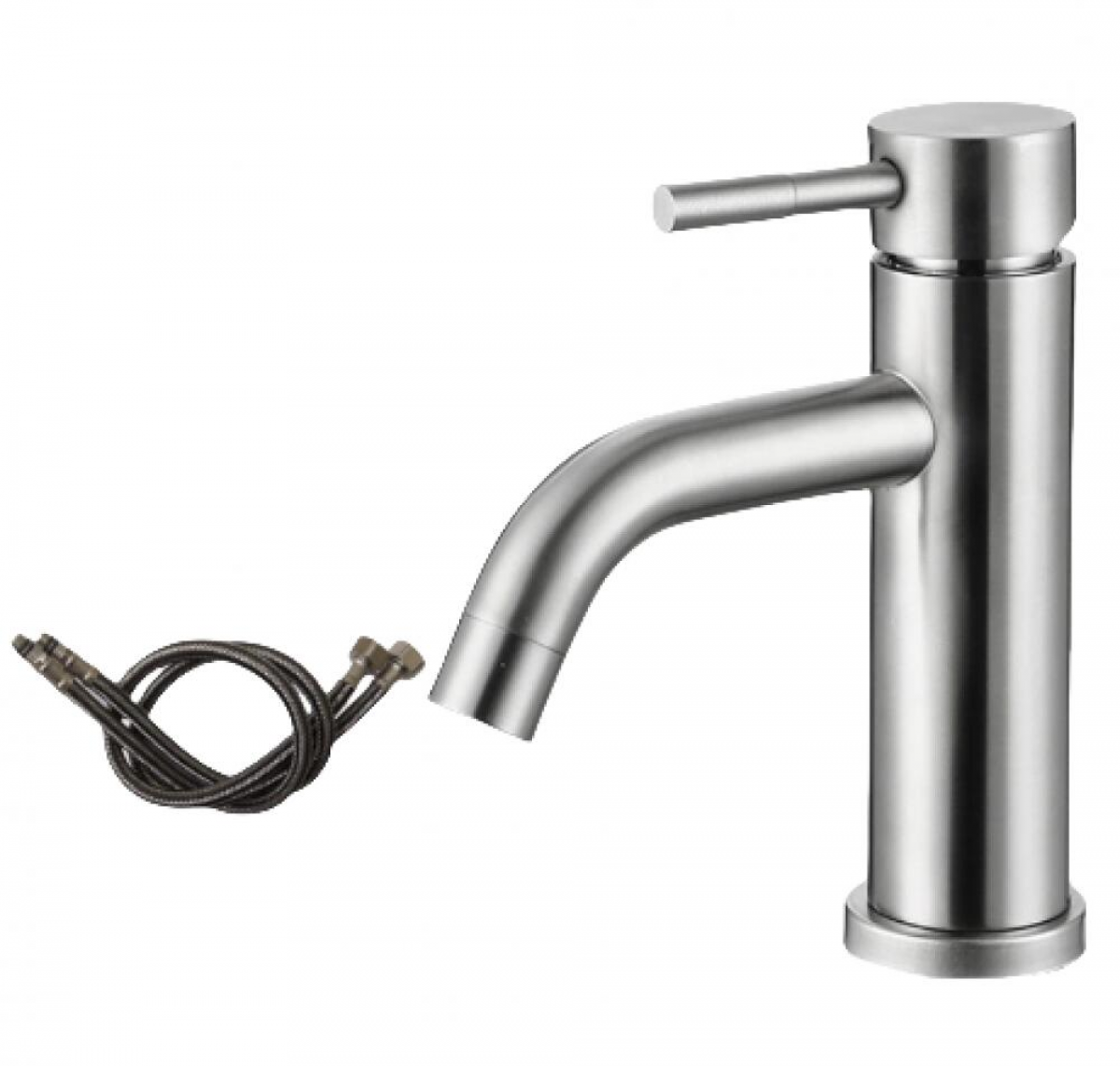 Baterie modernă pentru chiuvetă de baie, baterie mixer cu o singură manetă din oțel inoxidabil, supapă ceramică silențioasă, apă caldă și rece