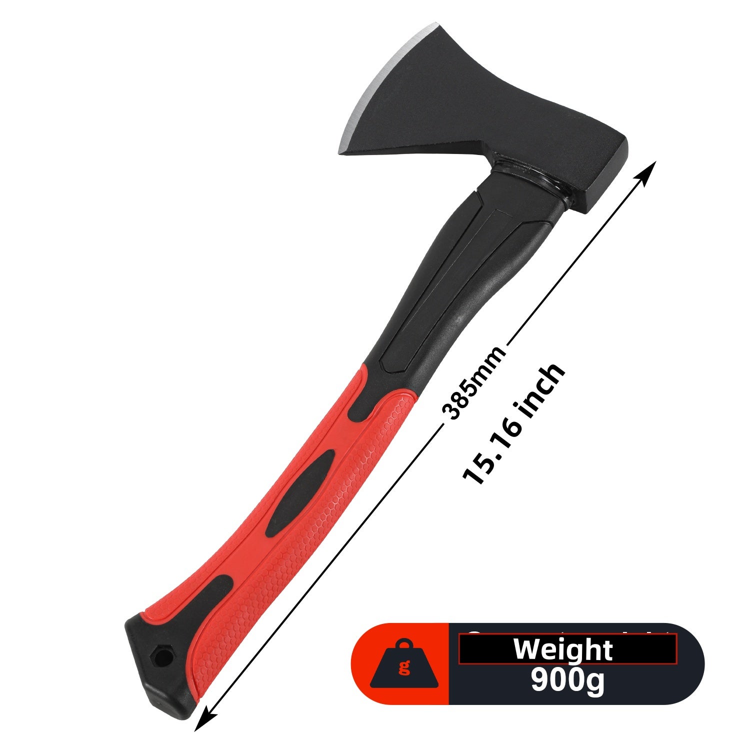 Hache à fendre 600g 38.5cm Poignée en caoutchouc Acier au carbone avec gant Leroy Merlin