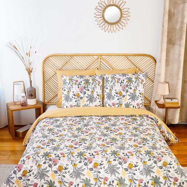 Parure de lit 260x240 cm Satin de coton WAYAN Vert 3 pièces