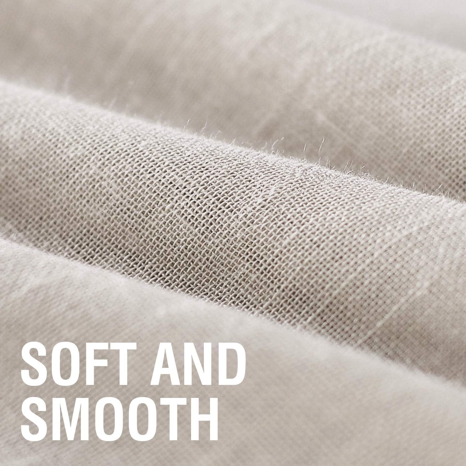 Zasłony z lnianego tiulu przepuszczające światło, odpowiednie do salonów i sypialni, zapewniające prywatność, 52 cale na 63 cale, kolor lniany - 3