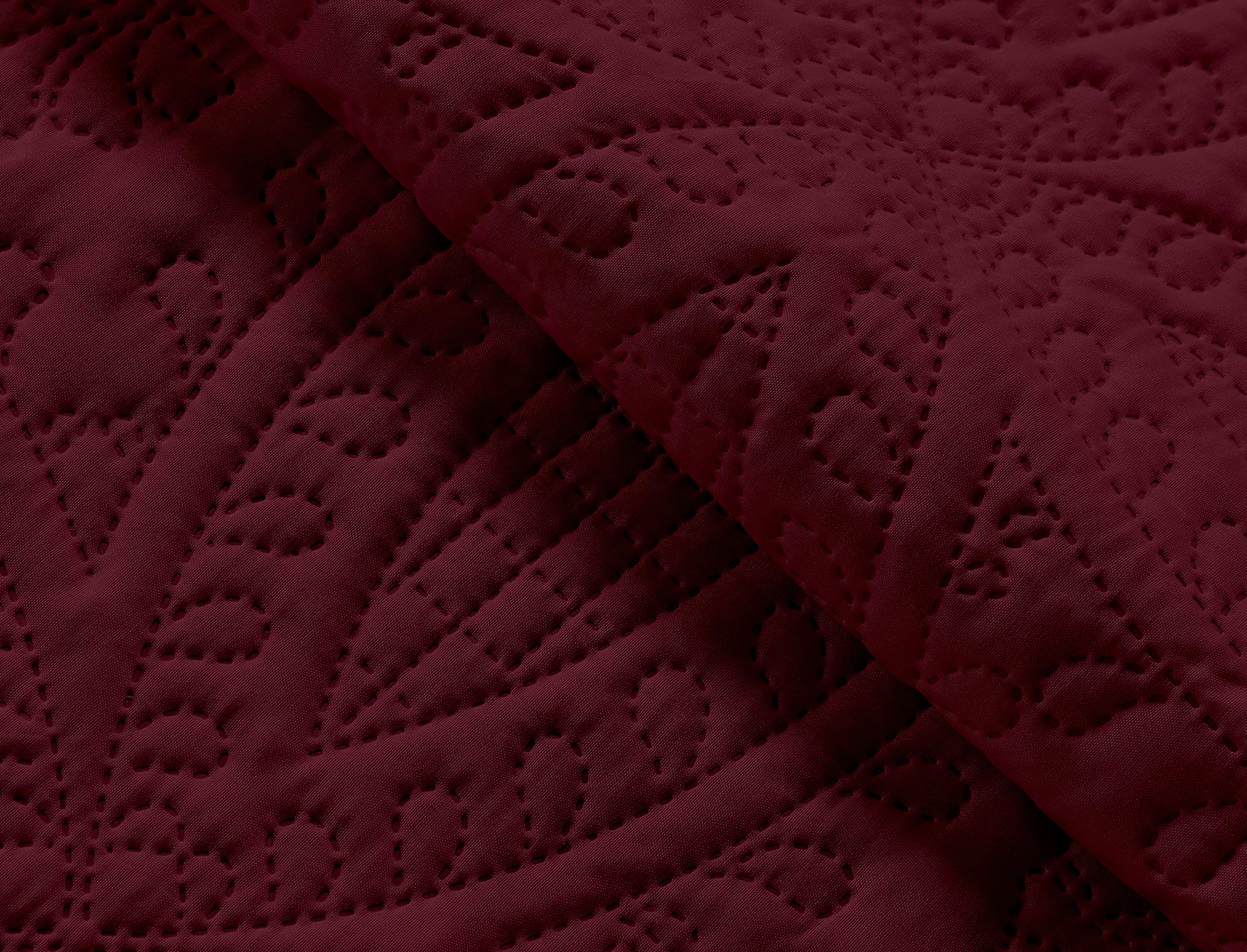 Chezmoi Collection Austin 3-Piece Oversized Bedspread Coverlet Set (King, Bordeaux) - 3