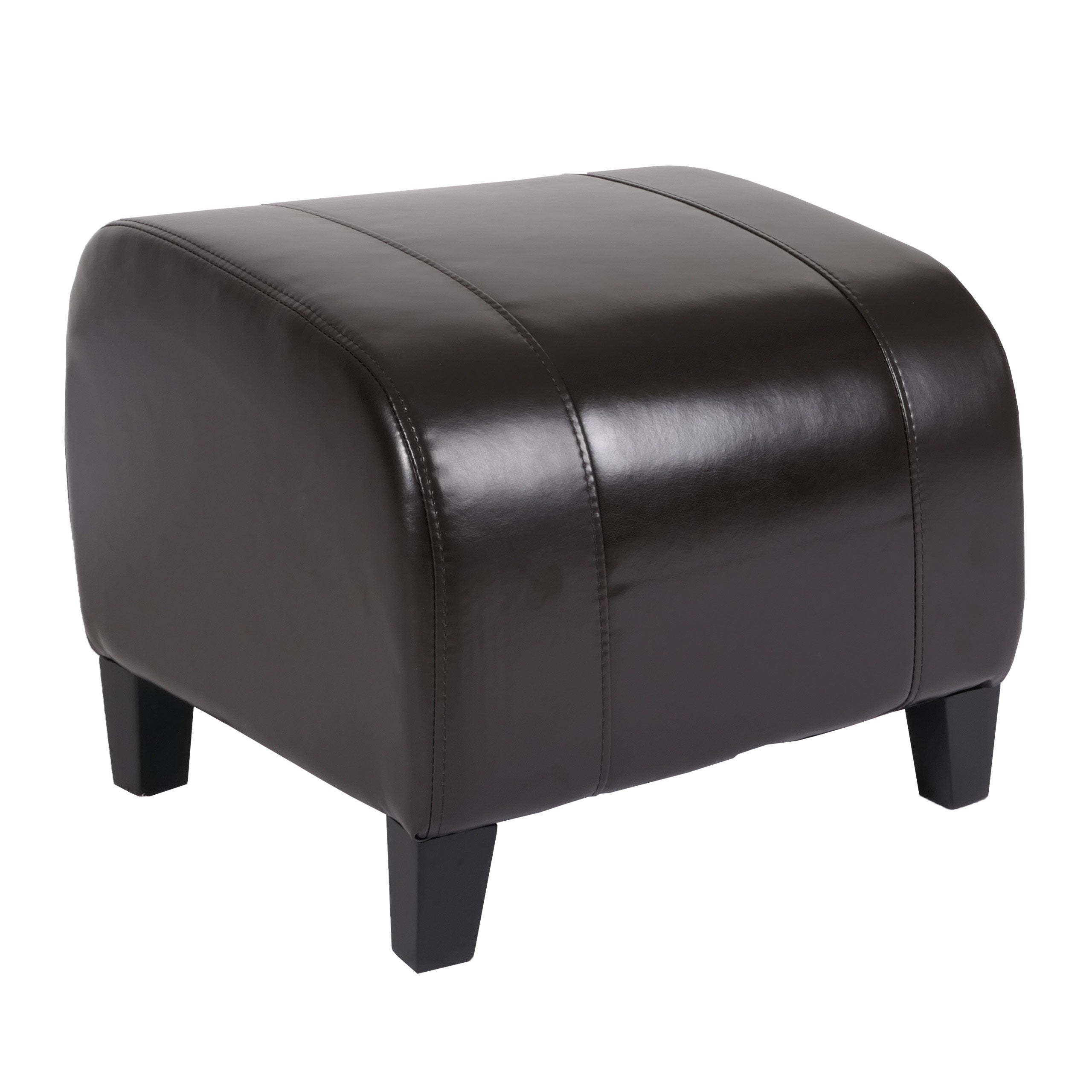 Taboret Siedzisko kostka Siedzisko Emmen, skóra + skóra ekologiczna, 37x45x47 cm Certyfikat MVG ~ brązowy