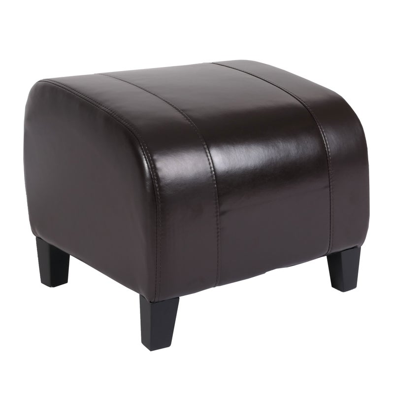 Taboret Siedzisko kostkowe Taboret Emmen, skóra + sztuczna skóra, 37x45x47 cm Certyfikat MVG ~ brązowy