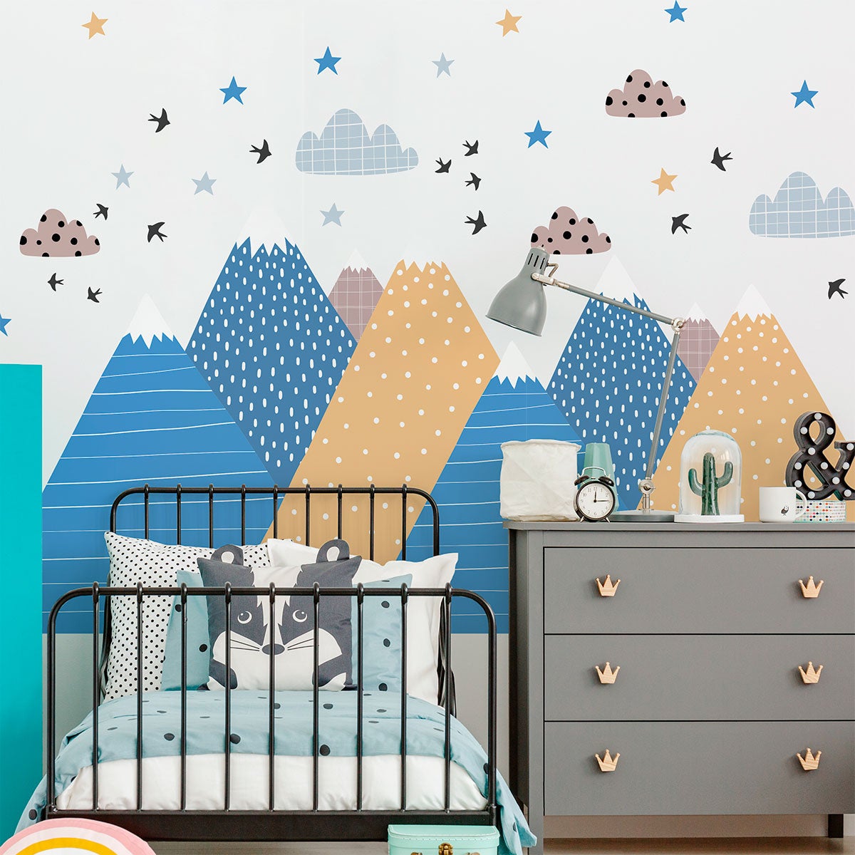 Vinilo niño escandinavo de montaña chouka - adhesivo de pared - revestimiento sticker mural decorativo - 100x150cm - 5