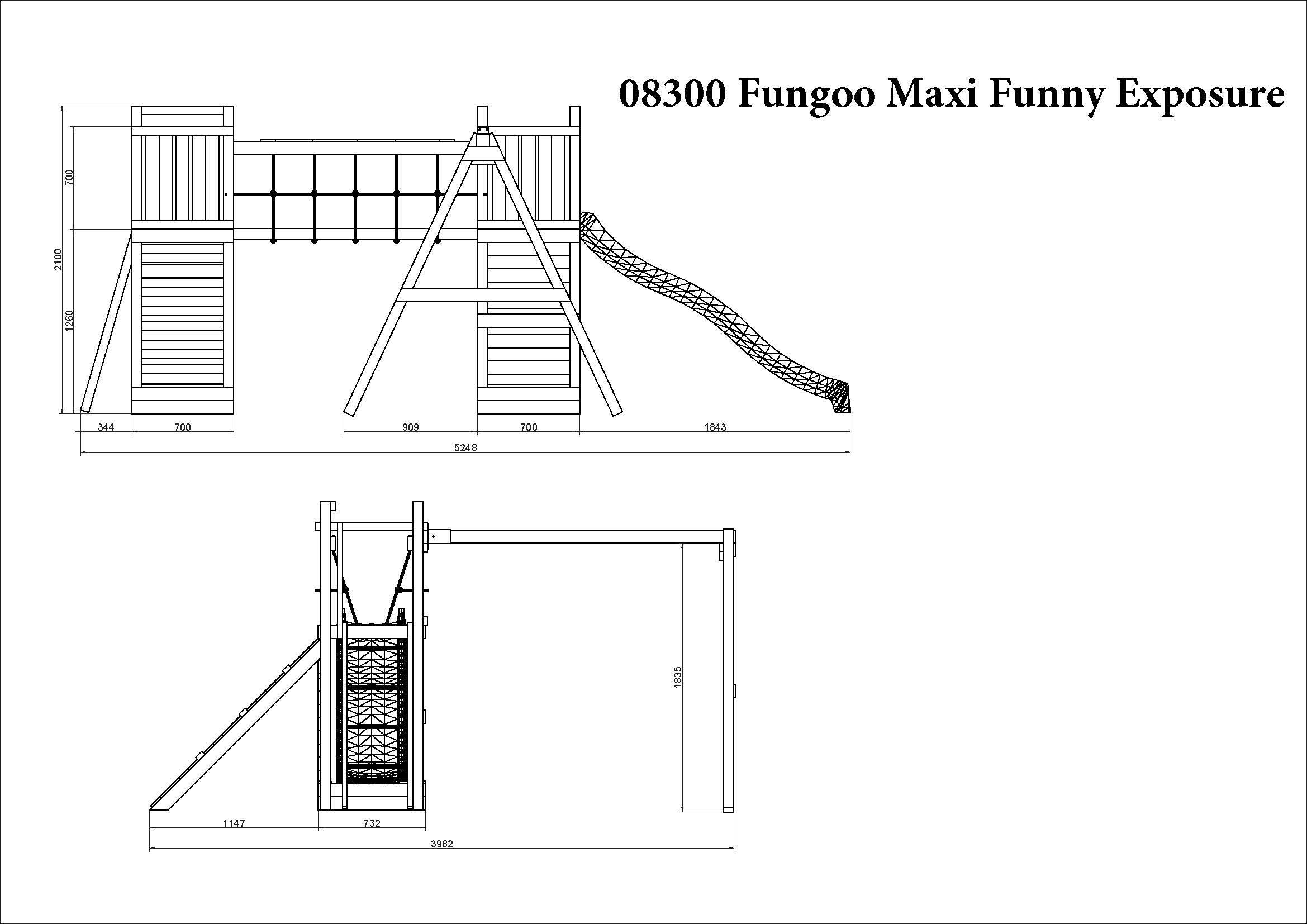 Aire de jeu FUNGOO FUNNY MAXI EXPOSURE avec pont et toboggan - 5