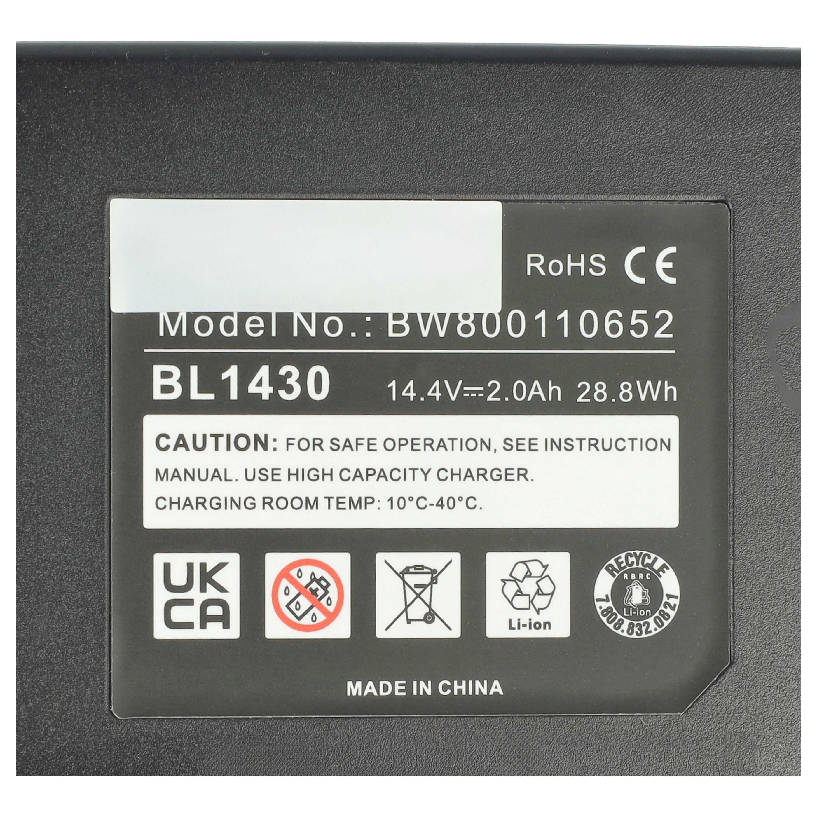 vhbw 2x Batterie compatible avec Makita CF201DZ, CF201DZW, DF440DRFX, DF440DRFXW, DA340DRF, DF440 outil électrique (2000 mAh, Li-ion, 14,4 V) - 4