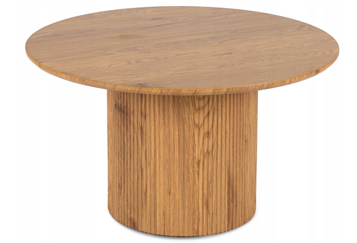 Stolik Kawowy Okrągły Mały Dąb Lamel Nowoczesny Okrągła Ława MAYLIN MAX