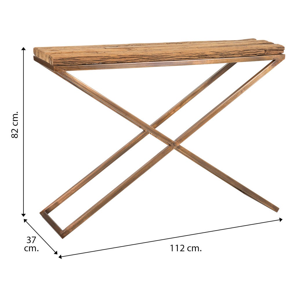 Console en bois et métal marron 112x37x82h - 6