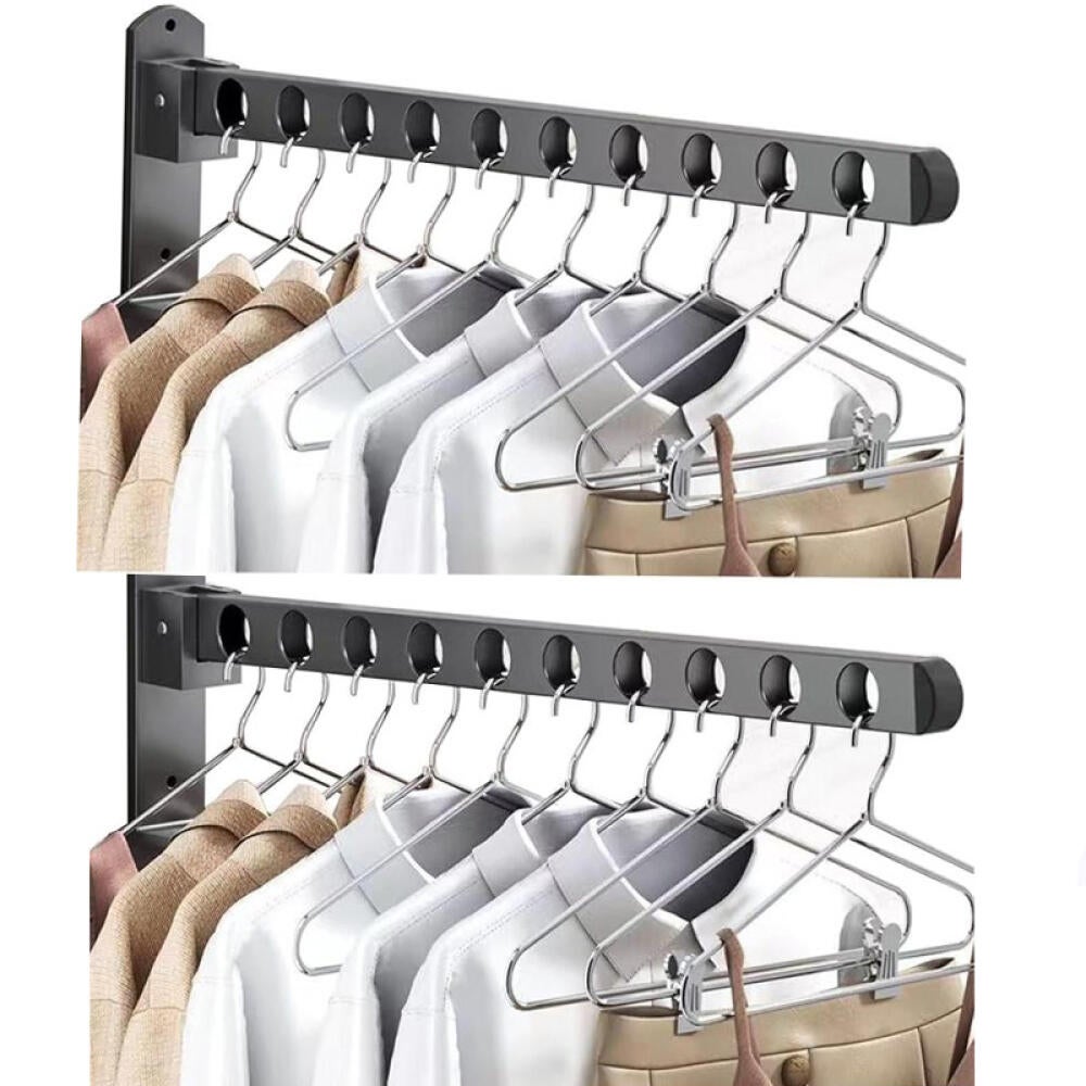 Suszarka do ubrań składana - ścienna - obrotowa o 90° - odpowiednia na balkony, łazienki, pralnie, 10 otworów, 2 sztuki.