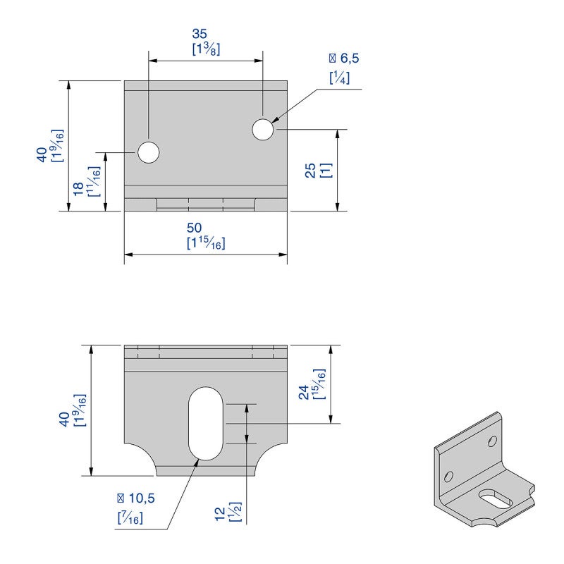 Support équerre en INOX 304L pour fixation murale d'un rail SLID'UP SU2052 et SU2053 - 60 kg - 2