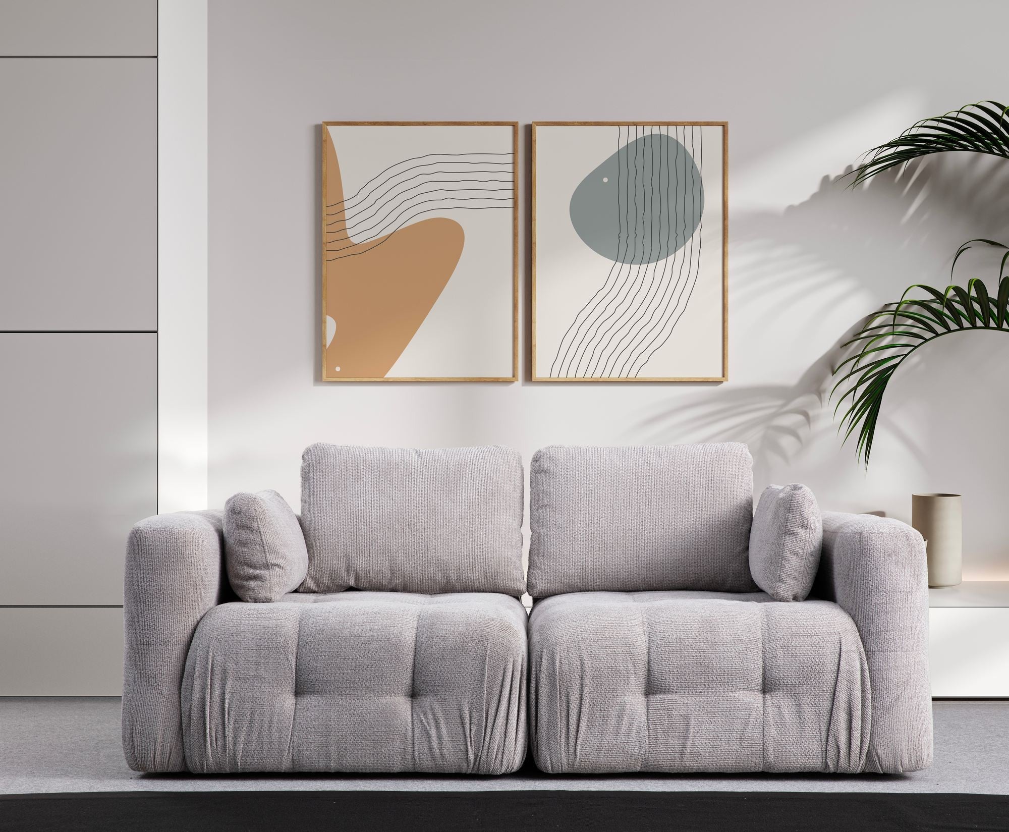 Elegante divano a posti, grigio chiaro, 300 x 120 x 65 cm