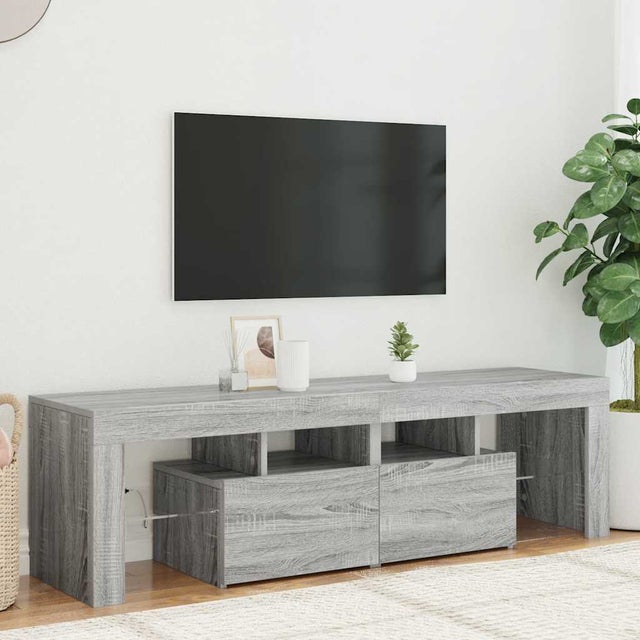 Móvel de TV com luzes LED 140x36,5x40 cm cinzento sonoma vidaXL