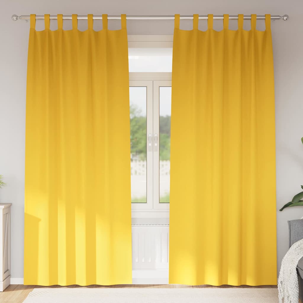 Firany blackout z kółkami 2 pcs Musztardowy Żółty 260 x 140 cm vidaXL