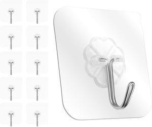 Alayaglory Lot De 8 Crochets Adhésifs Transparents De 13,6 Kg (max), Imperméables Et Résistants à L'huile, Réutilisables, Crochets Muraux Robustes Pour Cuisine, Salle De Bain, Bureau (lot De 8
