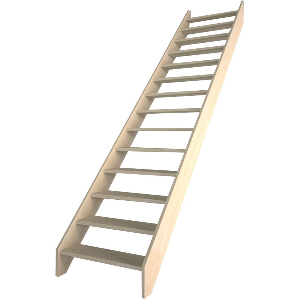 Escalier Meunier Droit En Bois Massif - Pente Réglable & Kit-90 Hêtre LC H Sol Sol 300 Cm