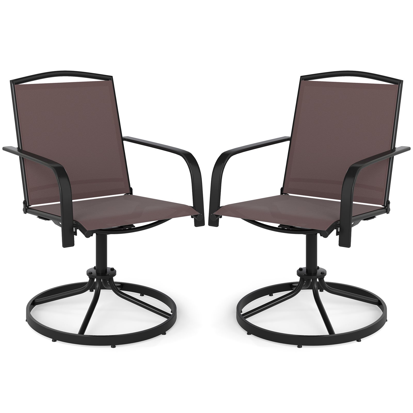 Krzesła ogrodowe obracane o 360°, zestaw 2 krzeseł tarasowych z szybkoschnącego materiału, krzesła obrotowe, obciążenie do 150 kg (kawowe)