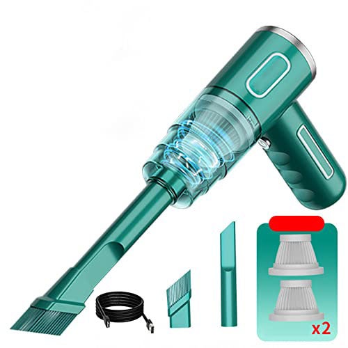 Mini bezprzewodowy odkurzacz ręczny, odkurzacz ręczny o mocy 120 W z 2 filtrami, akumulatorowy odkurzacz samochodowy, do kuchni, biura, zielony