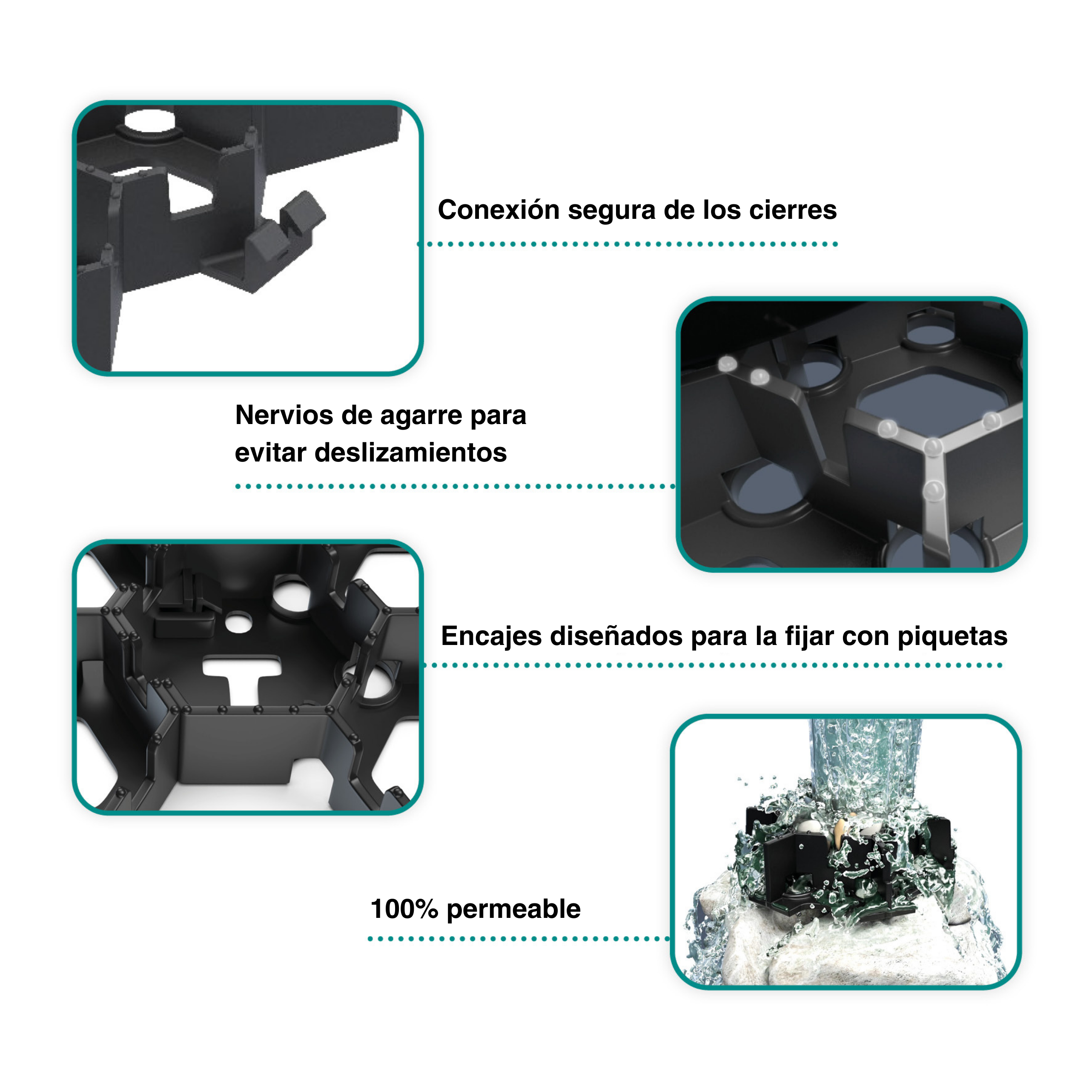 Placa estabilizadora HexPave negra 58x50,5x3 cm pack 20 (5,85 m²) - 7