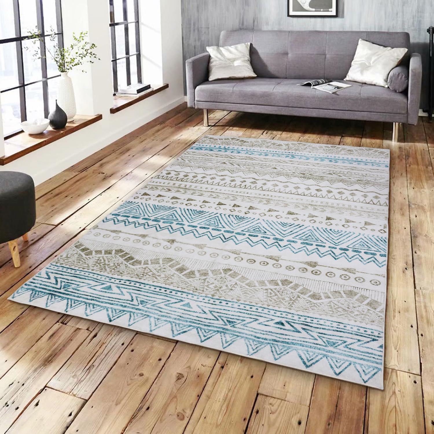 Tapis de salon 100 x 200 cm lavable, tapis antidérapant, tapis doux pour salon, chambre, salle à manger et cuisine - 2