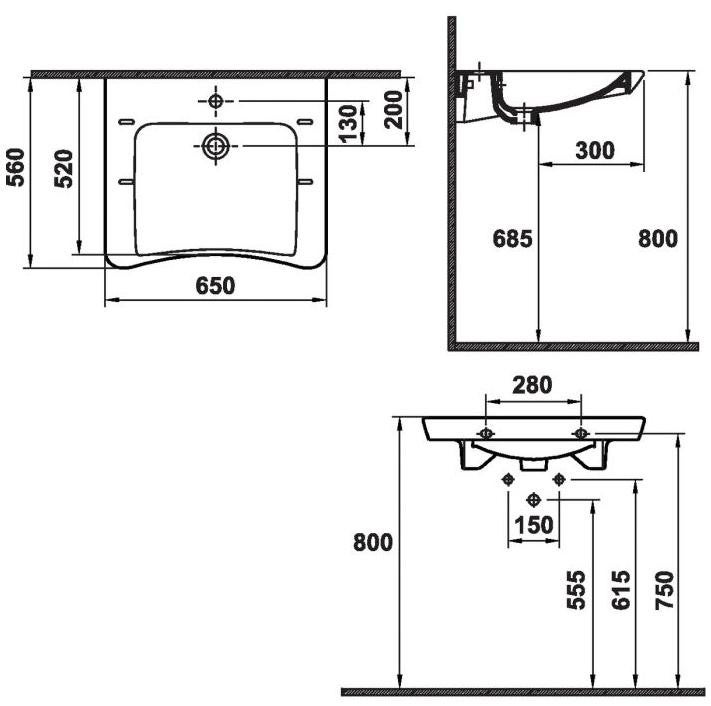 Lavabo PMR sans trop plein 65 cm Vitra - 4