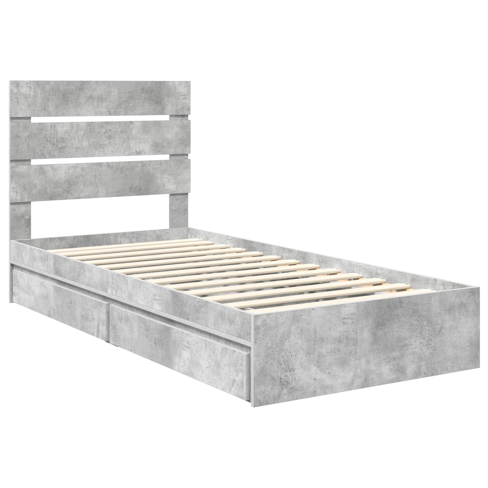 Lit de rangement Gris béton 90 x 190 cm panneau de bois - 4