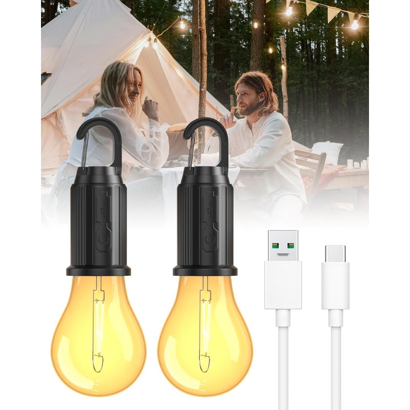 Akumulatorowa lampa kempingowa, latarka kempingowa z ładowalną żarówką USB, regulowana jasność, 3 tryby, przenośna akumulatorowa lampa LED do biwakowa