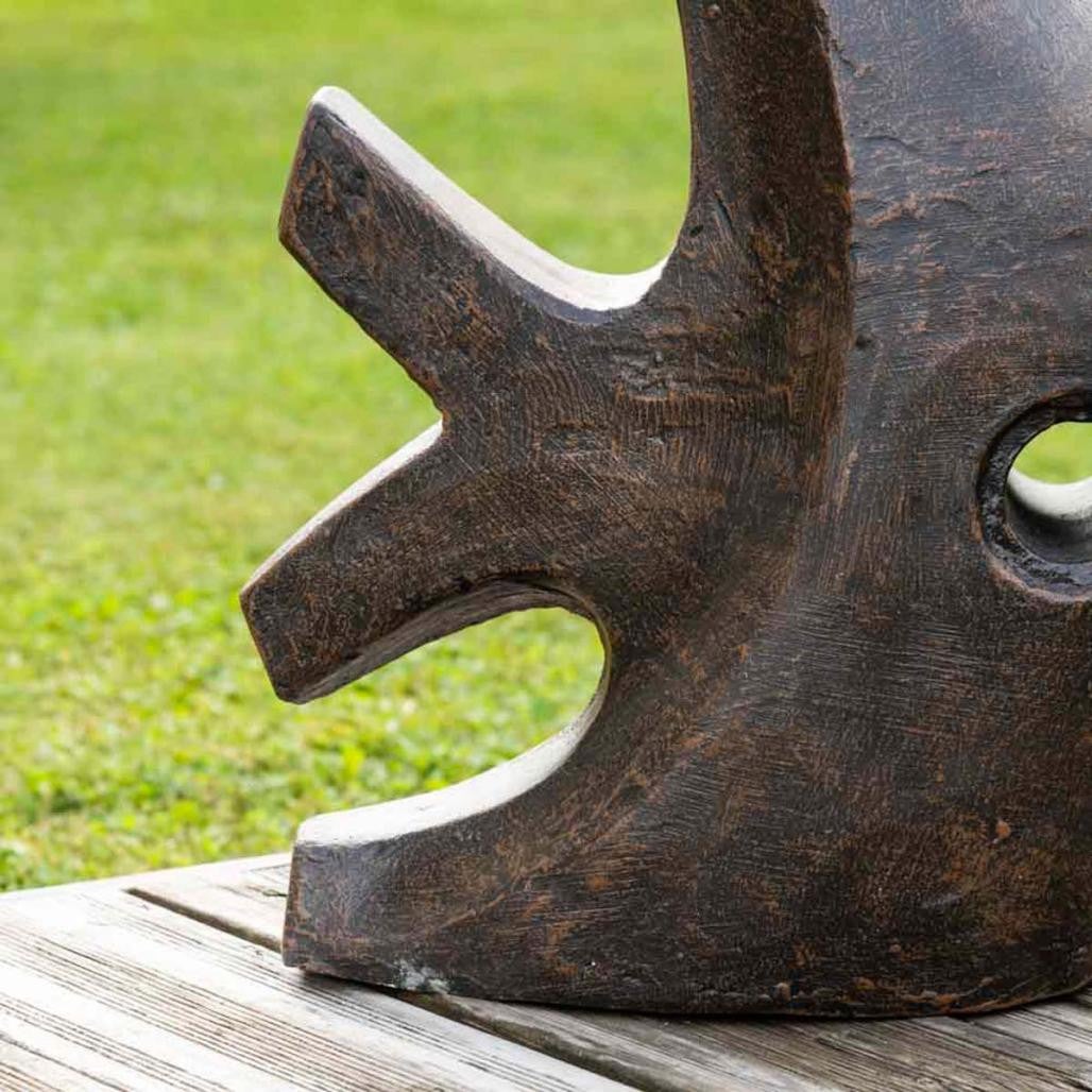 Déco moderne jardin statue poisson petit modèle brun 50cm - 5