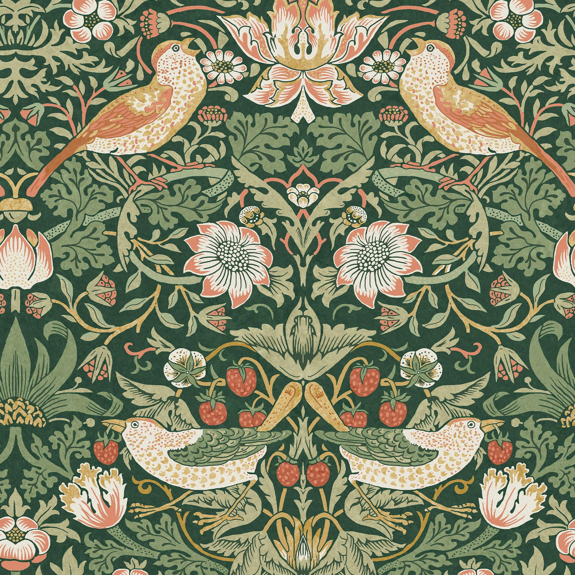 William Morris at Home Tapeta flizelinowa Złodziej truskawek Bogata zieleń 10 m x 52 cm - 4