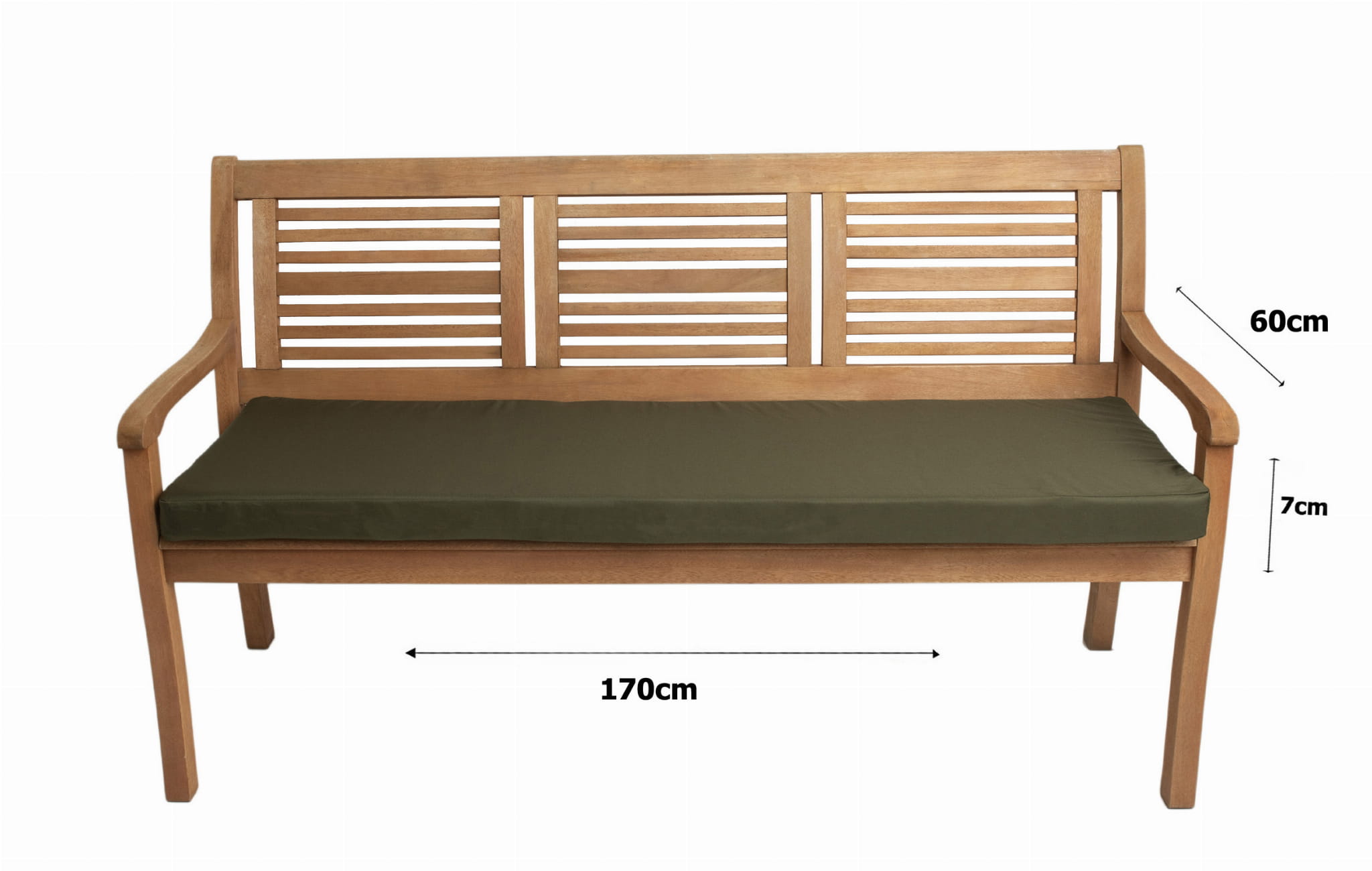 Cojín para banco de jardín 170x60x7cm asiento, cojín de asiento plano, cojín exterior de jardín Verde, cojín para columpio de jardín - 2