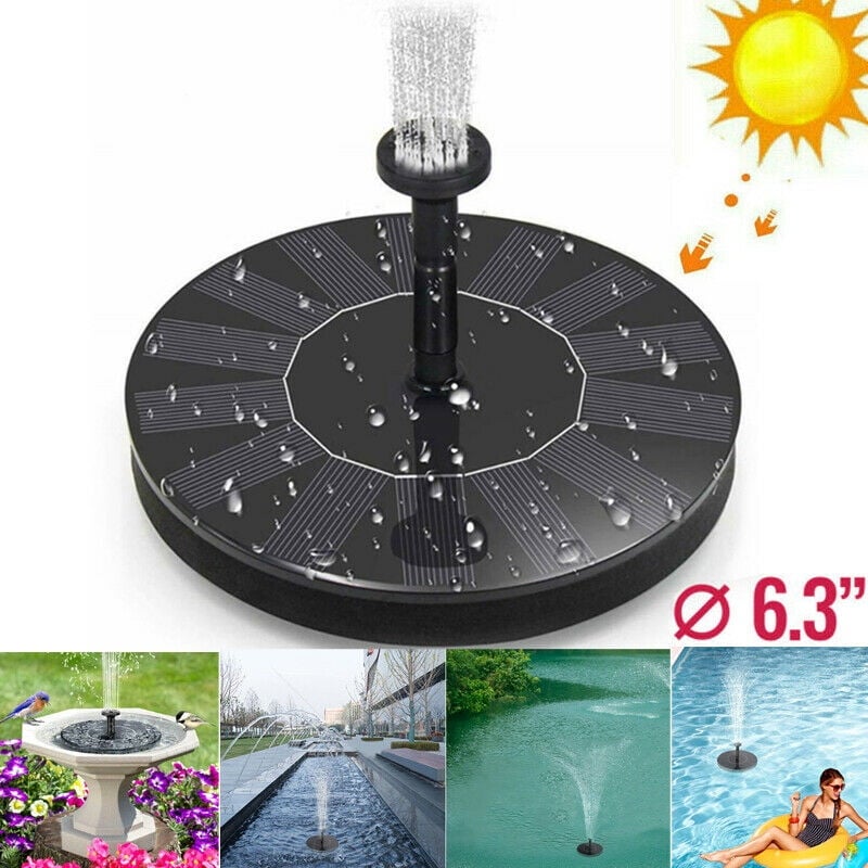 fontaine solaire, Fontaine solaire flottante bain oiseaux, noire, 16 cm, 6 arroseurs – pour bassin, piscine extérieure - 2