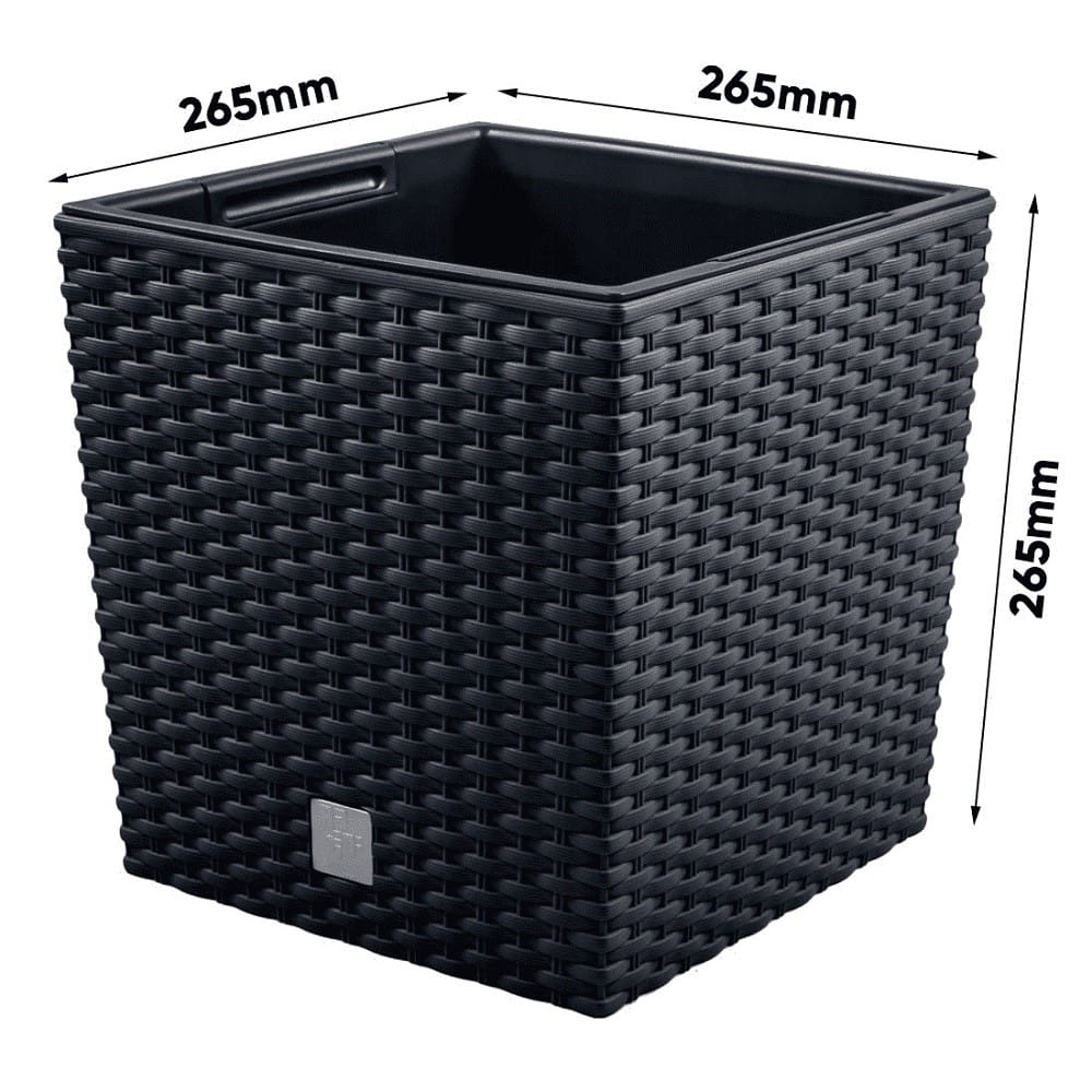 Vaso Rato 15,8 litros com tabuleiro de plantação em cor antracite 26,2 x 26,2 x 26,6 cm. - 8