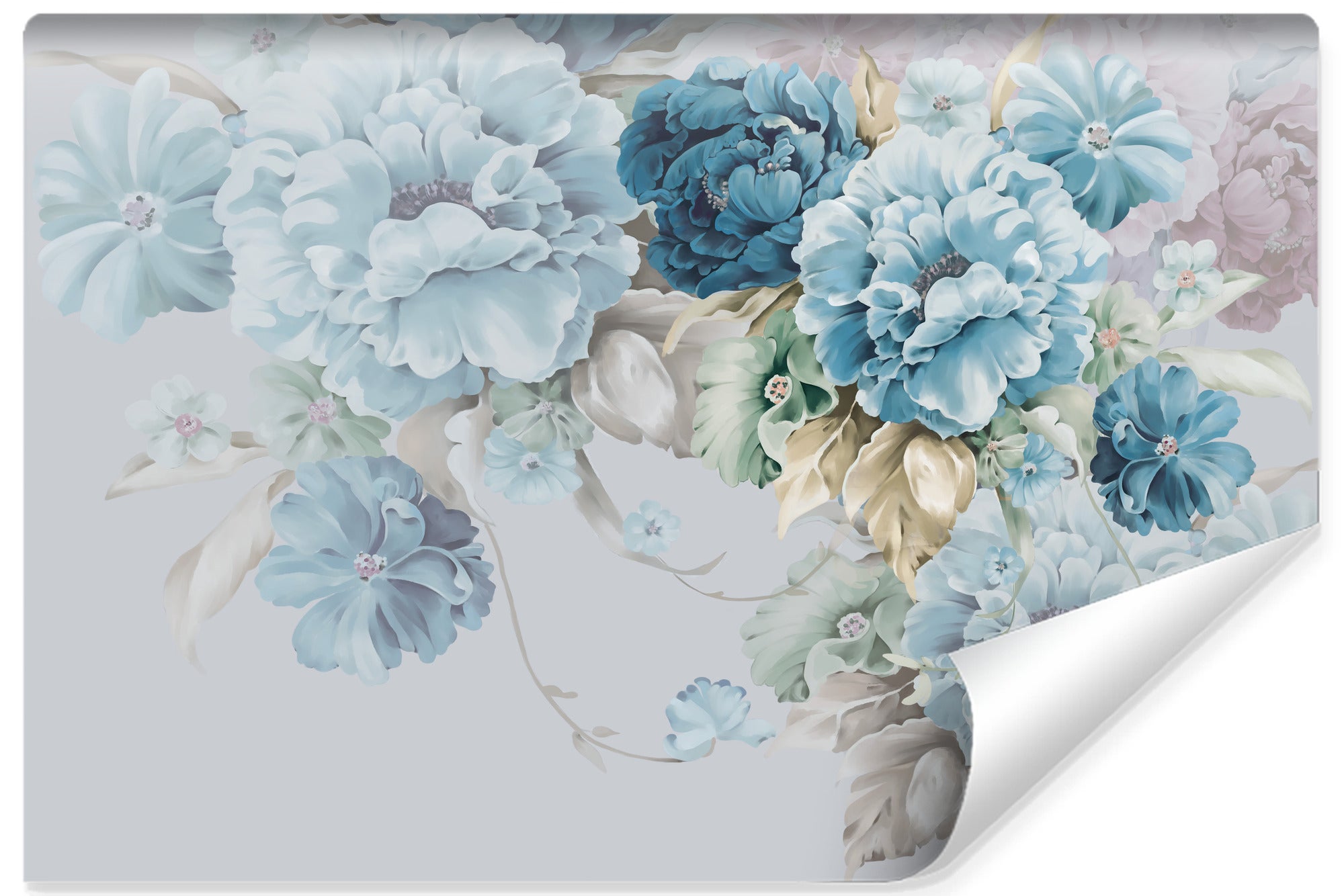 Papel pintado fotográfico no tejido para habitación flores hojas plantas 405cm x 270cm