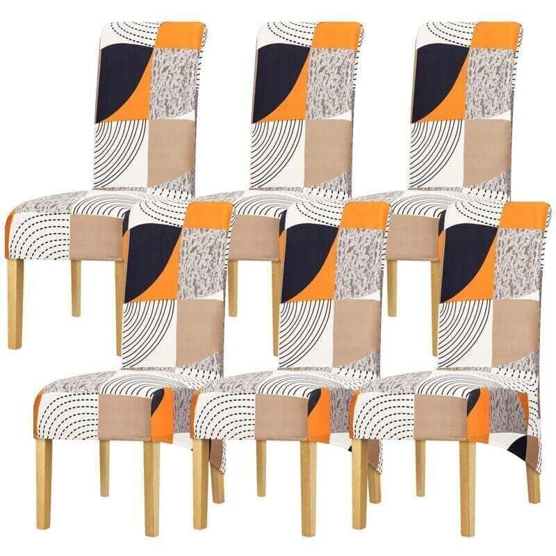 Husă pentru scaun cu spătar înalt Enowelir XL, elastică, cu imprimeu în carouri, pentru sufragerie, banchet, hotel, decorațiuni interioare, set de 6 6buc