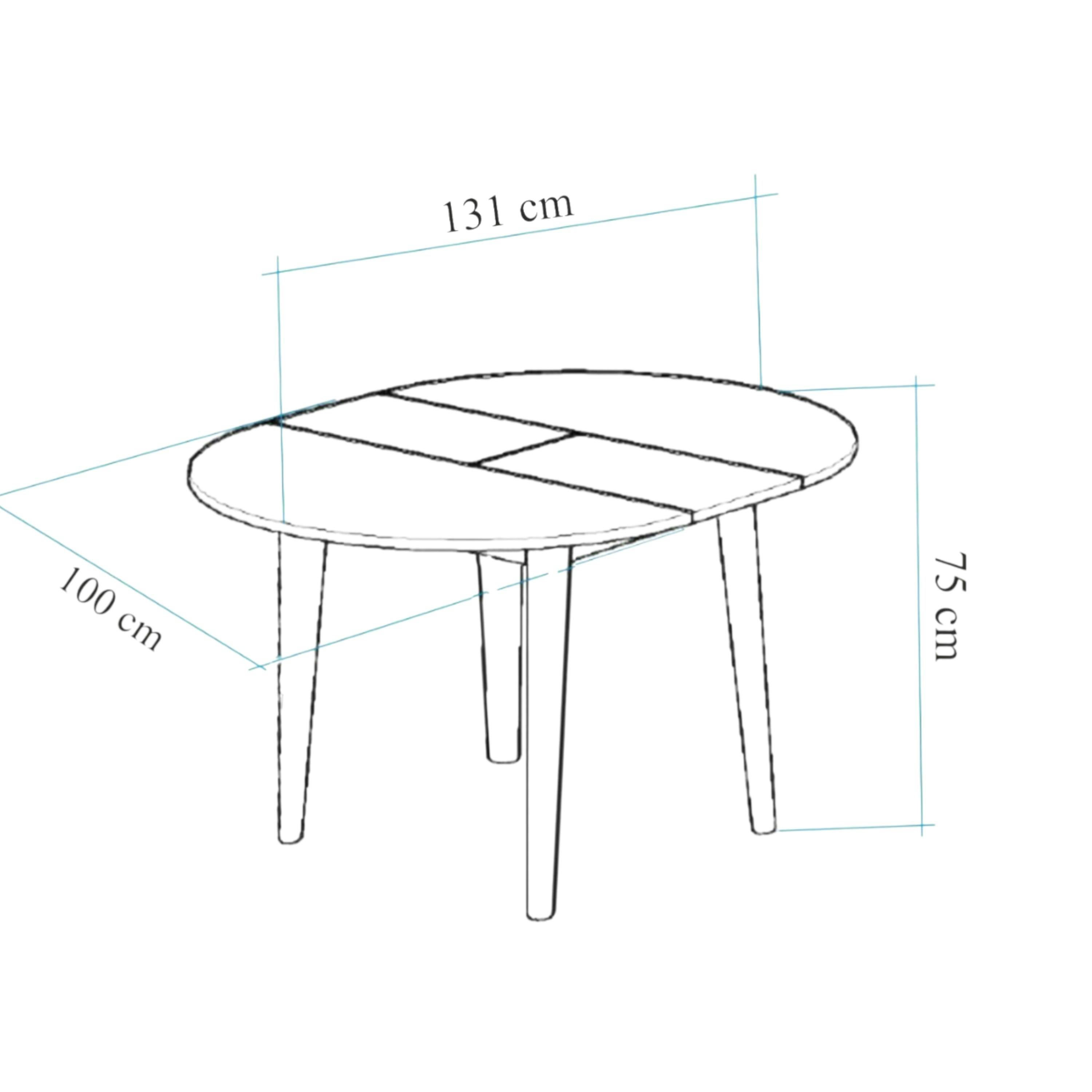 Table ronde extensible effet pin Ø100-131 cm ORINA - 8