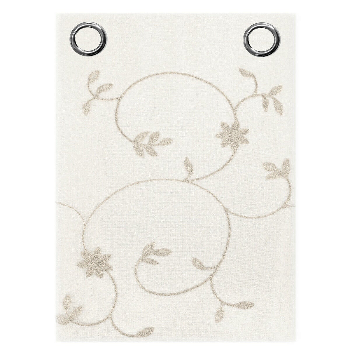 Tende Finestre Porta Interno 140x280 cm Coppia 2 Pz Semitrasparente Fiori Tortora - 2