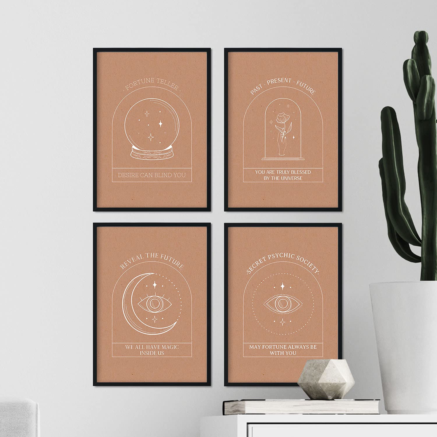 Set de láminas coleccion esoterica. pósteres con ilustraciones de arte abstracto floral en calidos tonos tierra. sin marco - a3