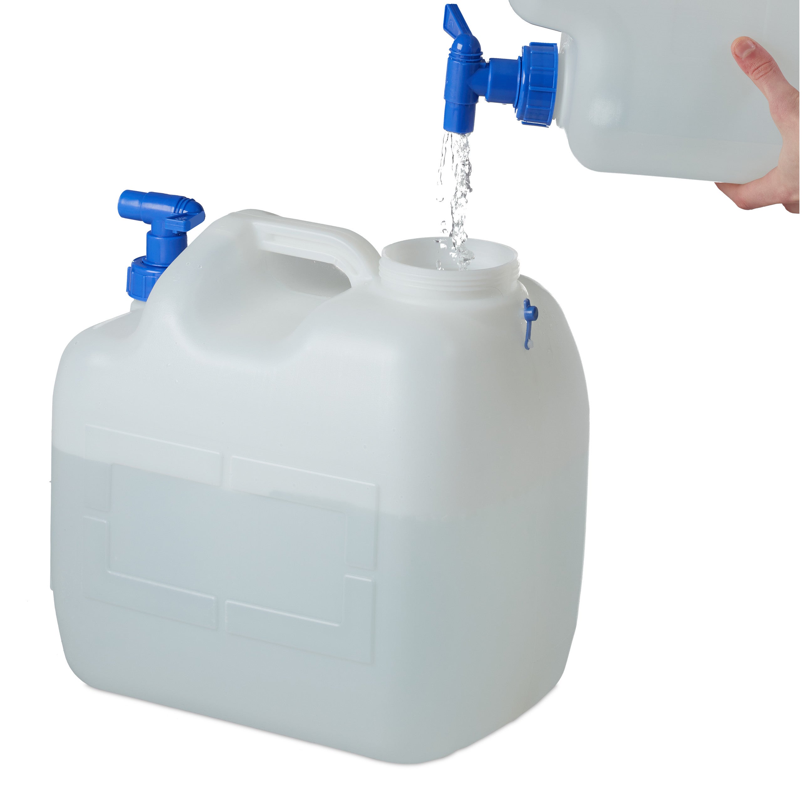 Jerricane d’eau avec robinet, couvercle à visser, bidon à eau de camping, 23 L, Sans BPA, blanc, Relaxdays - 6