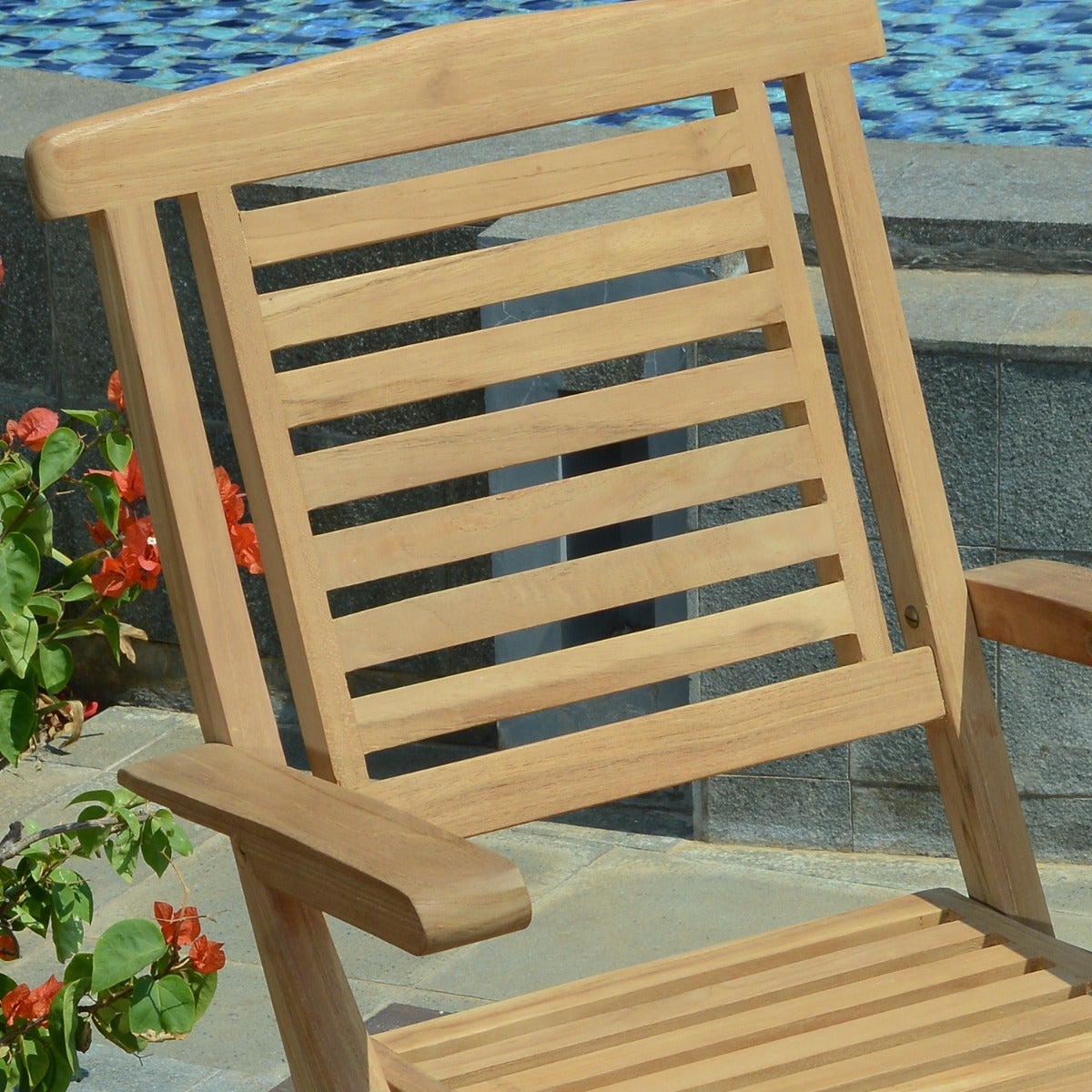 Fauteuils de jardin pliants en teck massif Barbade (lot de 2) - 4